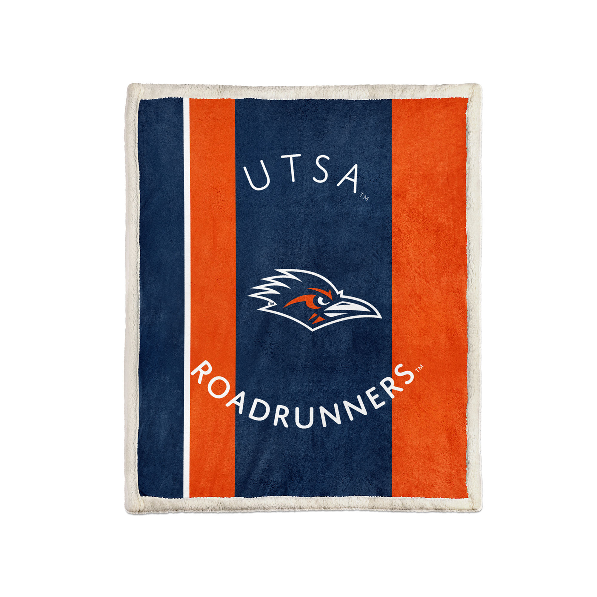 Pegasus UTSA Roadrunners Block Stripe 60" x 80" Ultra Cozy Sherpa Blanket