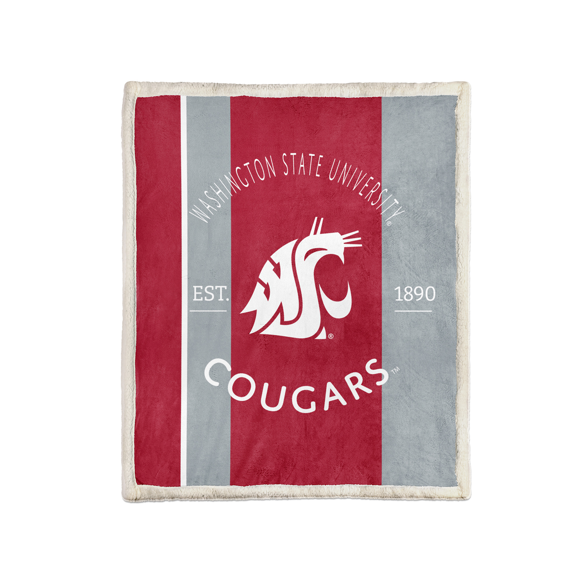 Pegasus Washington State Cougars Block Stripe 60" x 80" Ultra Cozy Sherpa Blanket