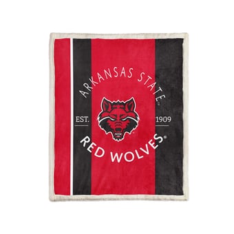 Pegasus Arkansas State Red Wolves Block Stripe 50" x 60" Ultra Cozy Sherpa Blanket