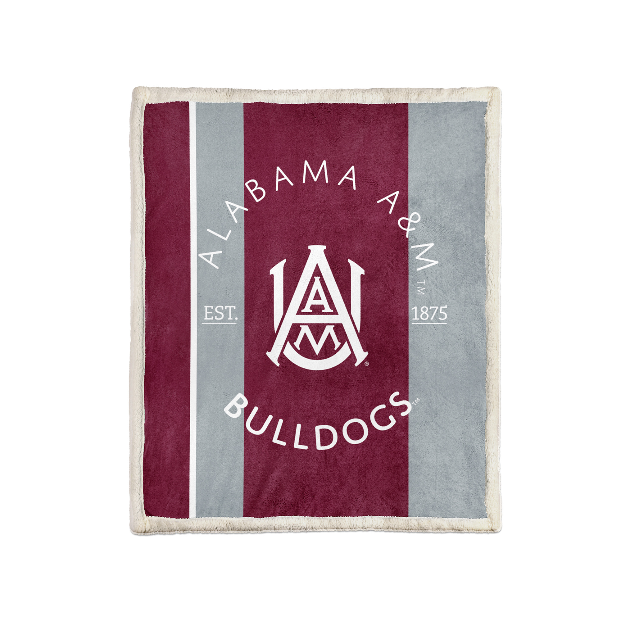 Pegasus Alabama A&M Bulldogs Block Stripe 50" x 60" Ultra Cozy Sherpa Blanket