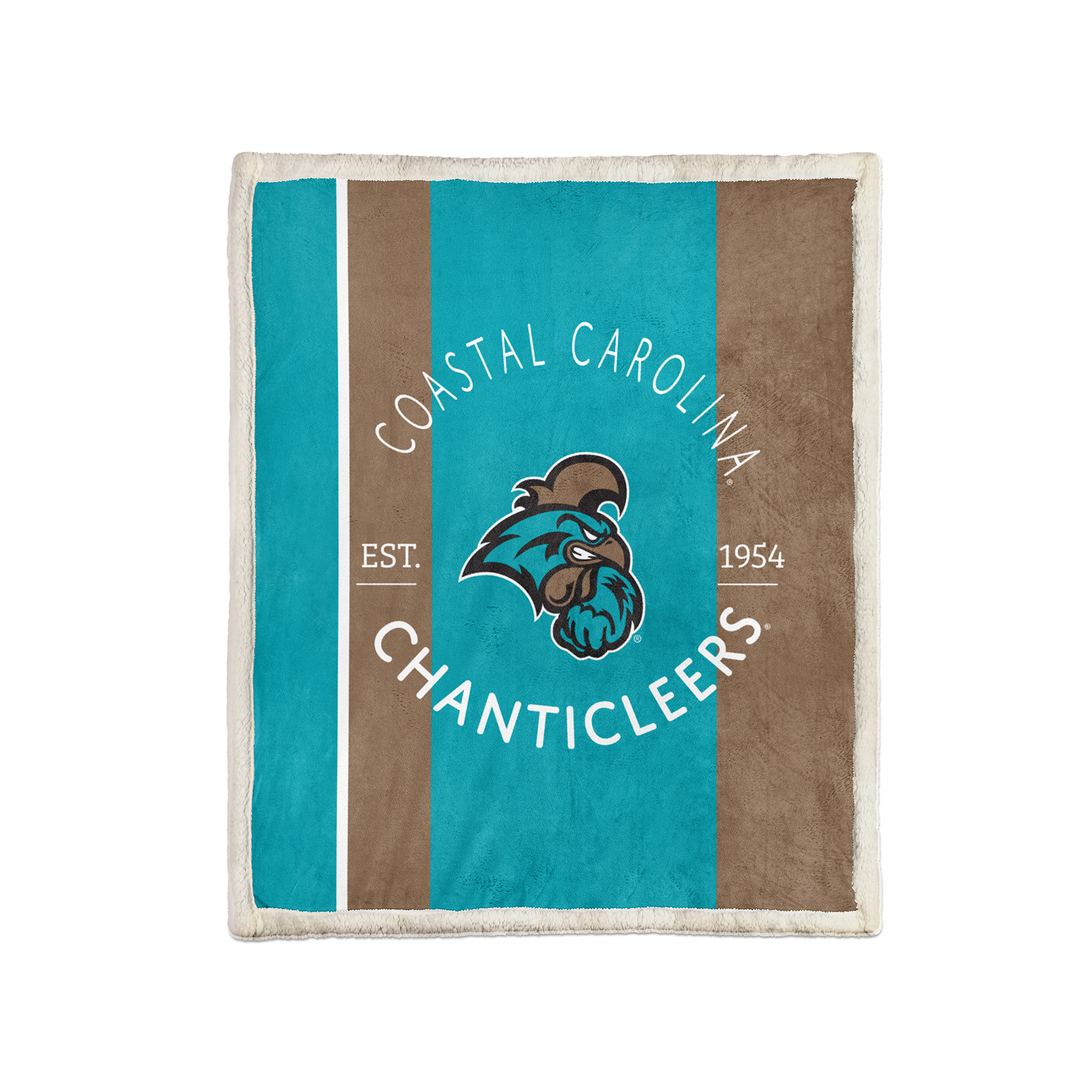 Pegasus Coastal Carolina Chanticleers Block Stripe 50" x 60" Ultra Cozy Sherpa Blanket