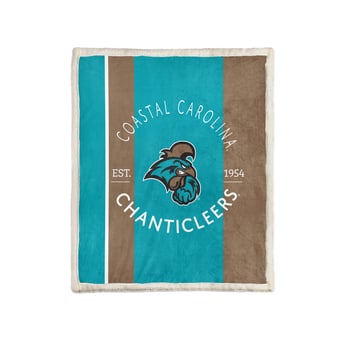 Pegasus Coastal Carolina Chanticleers Block Stripe 50" x 60" Ultra Cozy Sherpa Blanket