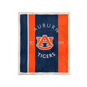 Pegasus Auburn Tigers Block Stripe 50" x 60" Ultra Cozy Sherpa Blanket