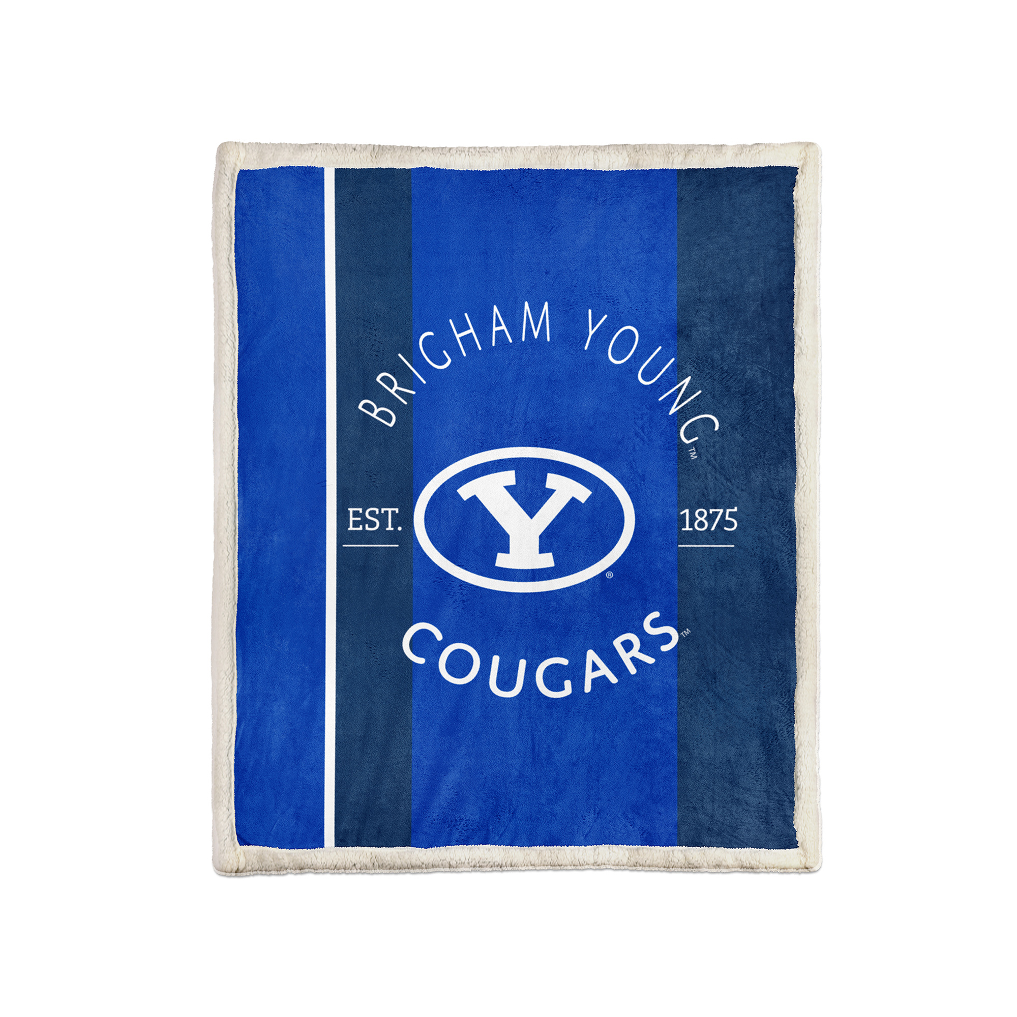 Pegasus BYU Cougars Block Stripe 50" x 60" Ultra Cozy Sherpa Blanket