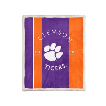 Pegasus Clemson Tigers Block Stripe 50" x 60" Ultra Cozy Sherpa Blanket