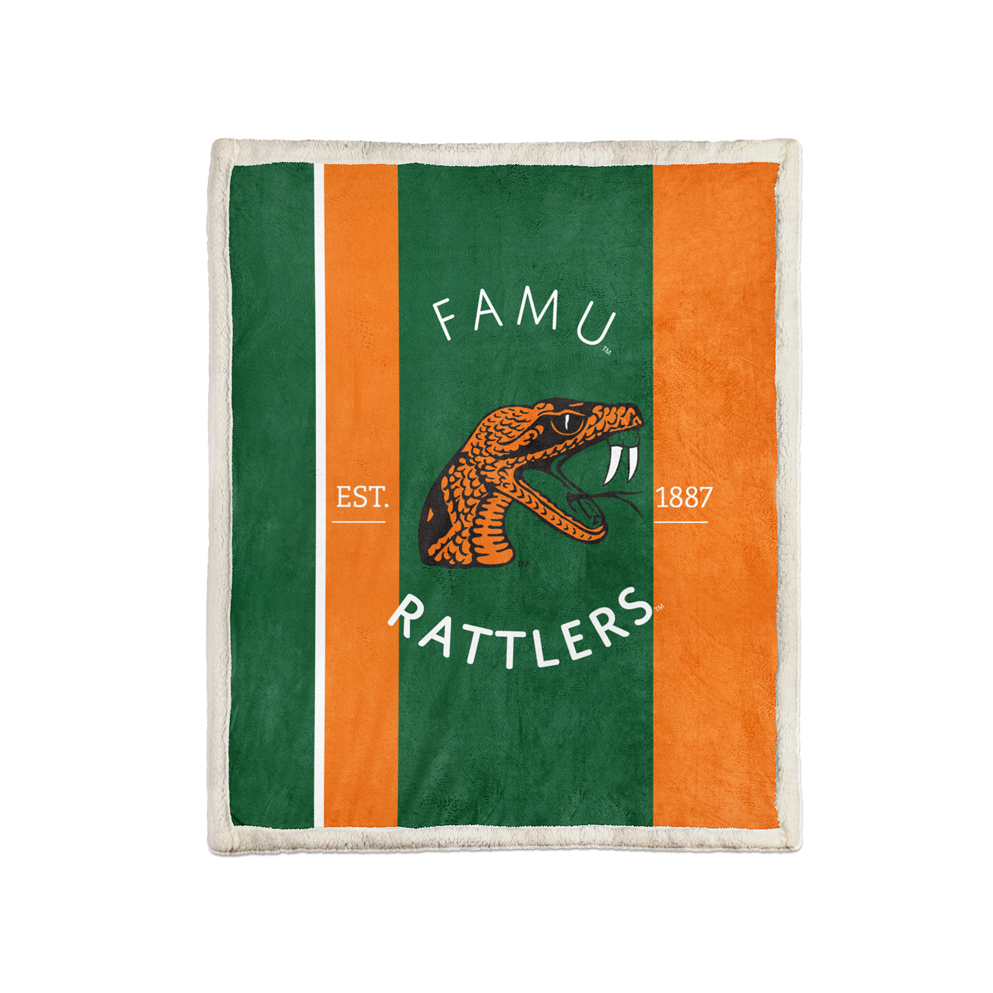 Pegasus Florida A&M Rattlers Block Stripe 50" x 60" Ultra Cozy Sherpa Blanket