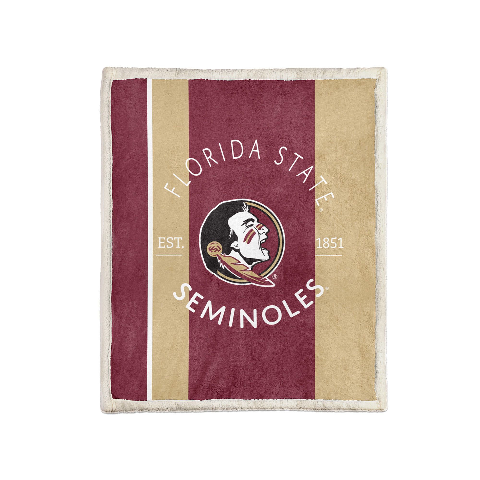 Pegasus Florida State Seminoles Block Stripe 50" x 60" Ultra Cozy Sherpa Blanket