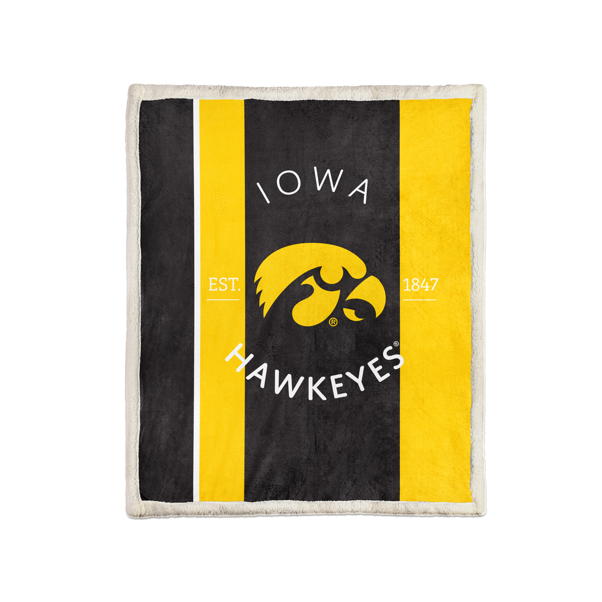 Pegasus Iowa Hawkeyes Block Stripe 50" x 60" Ultra Cozy Sherpa Blanket
