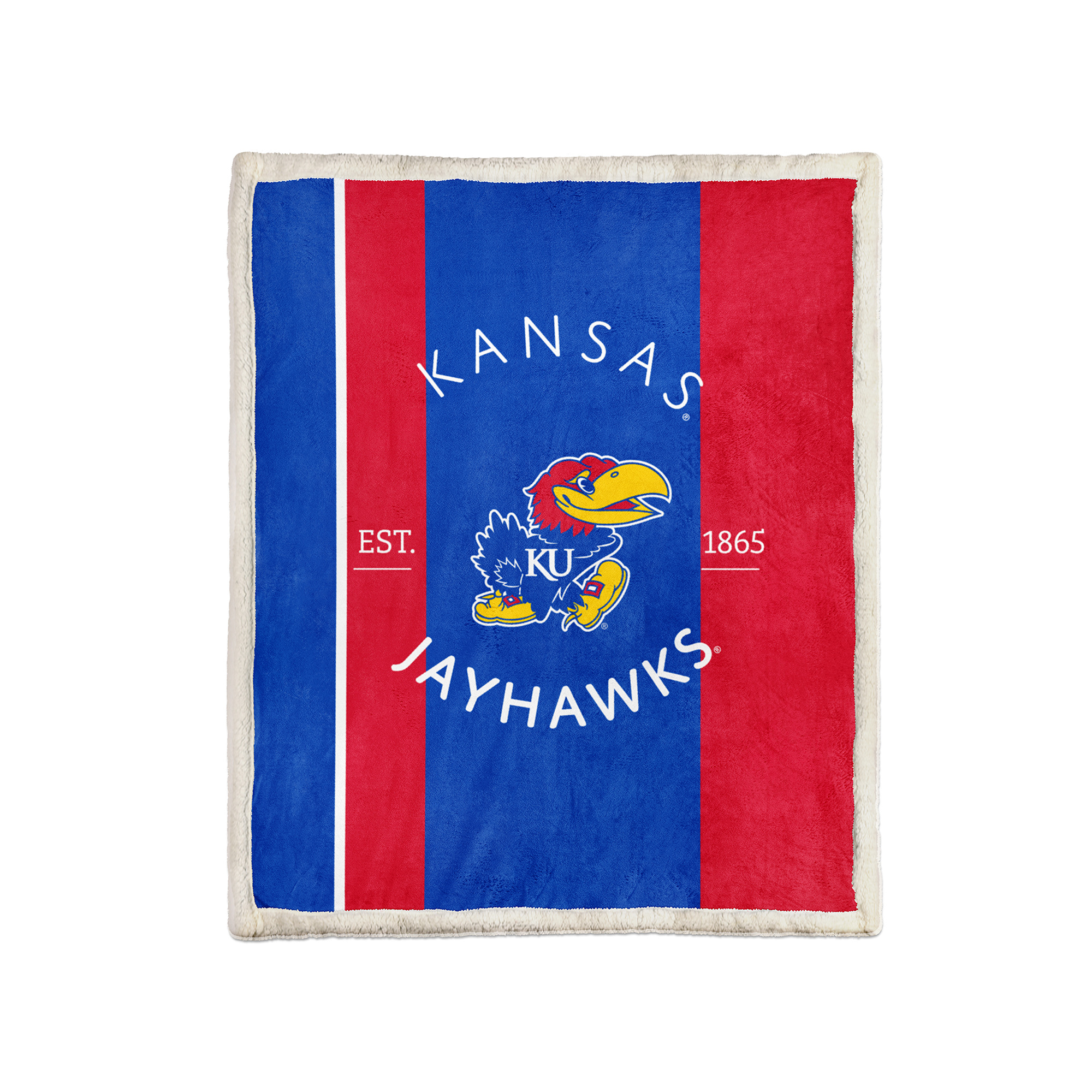 Pegasus Kansas Jayhawks Block Stripe 50" x 60" Ultra Cozy Sherpa Blanket