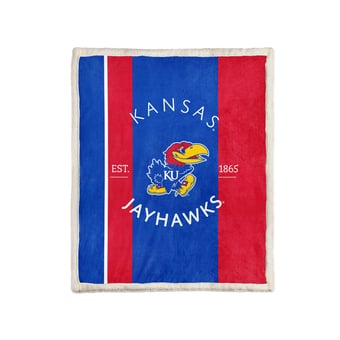 Pegasus Kansas Jayhawks Block Stripe 50" x 60" Ultra Cozy Sherpa Blanket