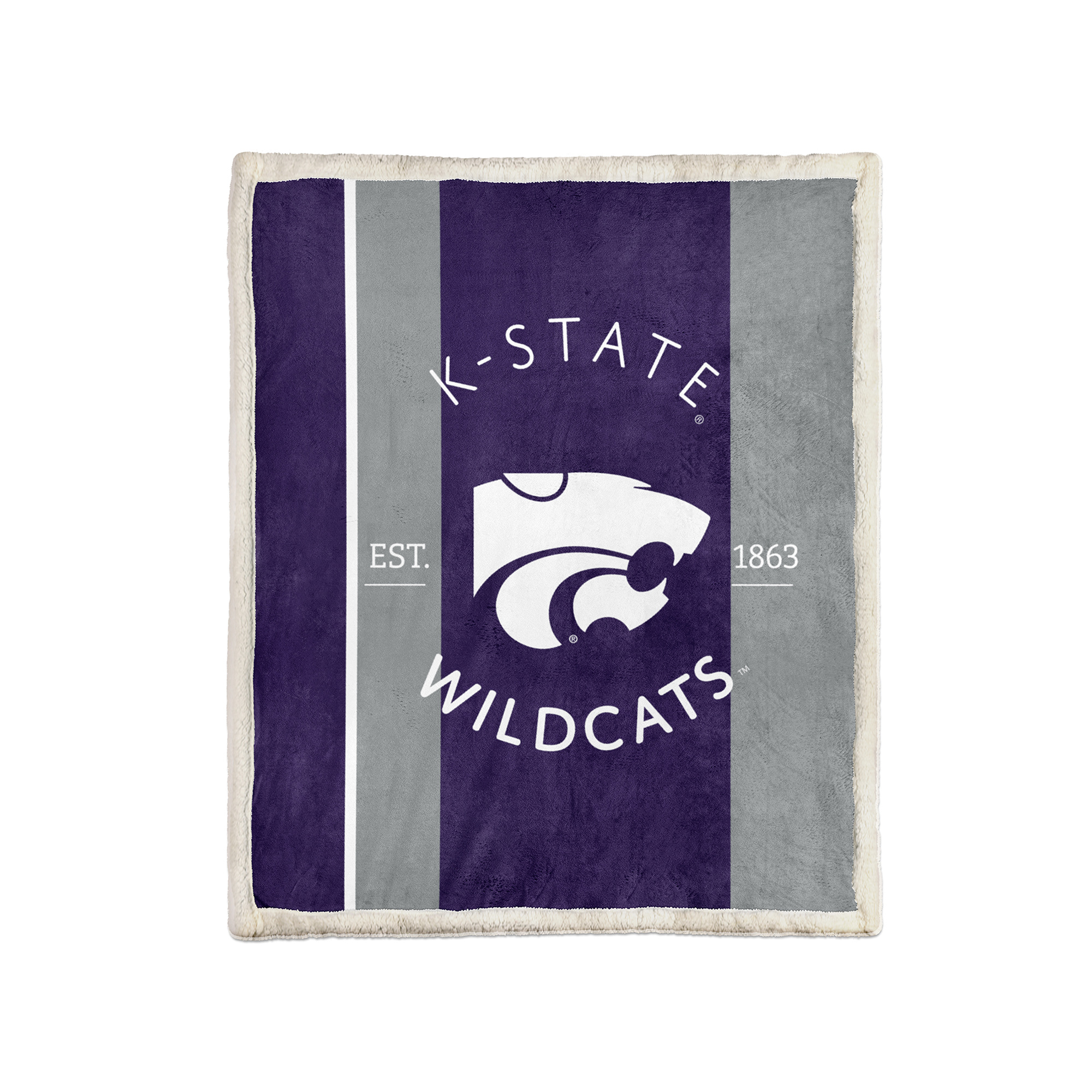Pegasus Kansas State Wildcats Block Stripe 50" x 60" Ultra Cozy Sherpa Blanket