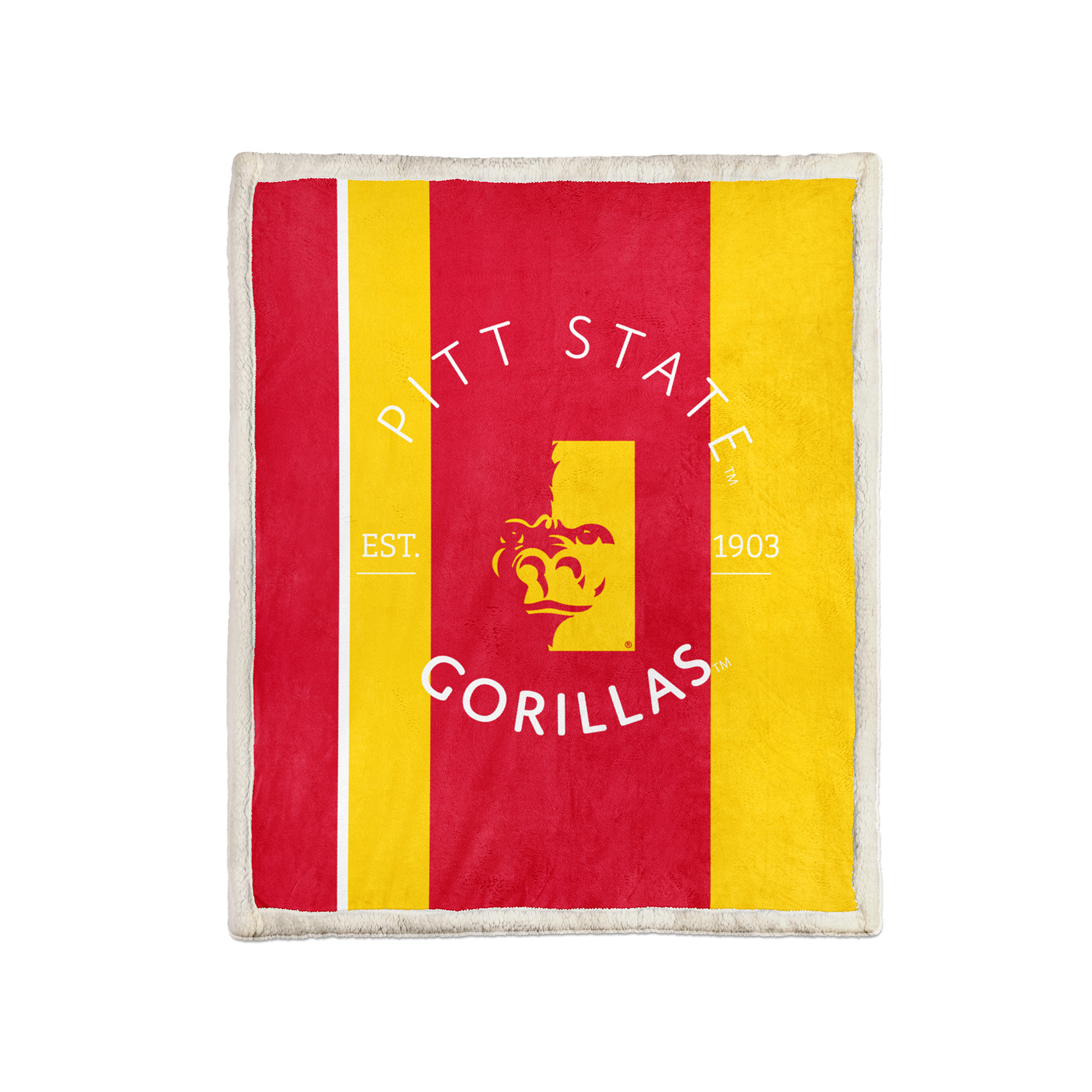 Pegasus Pittsburg State Gorillas Block Stripe 50" x 60" Ultra Cozy Sherpa Blanket