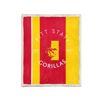 Pegasus Pittsburg State Gorillas Block Stripe 50" x 60" Ultra Cozy Sherpa Blanket