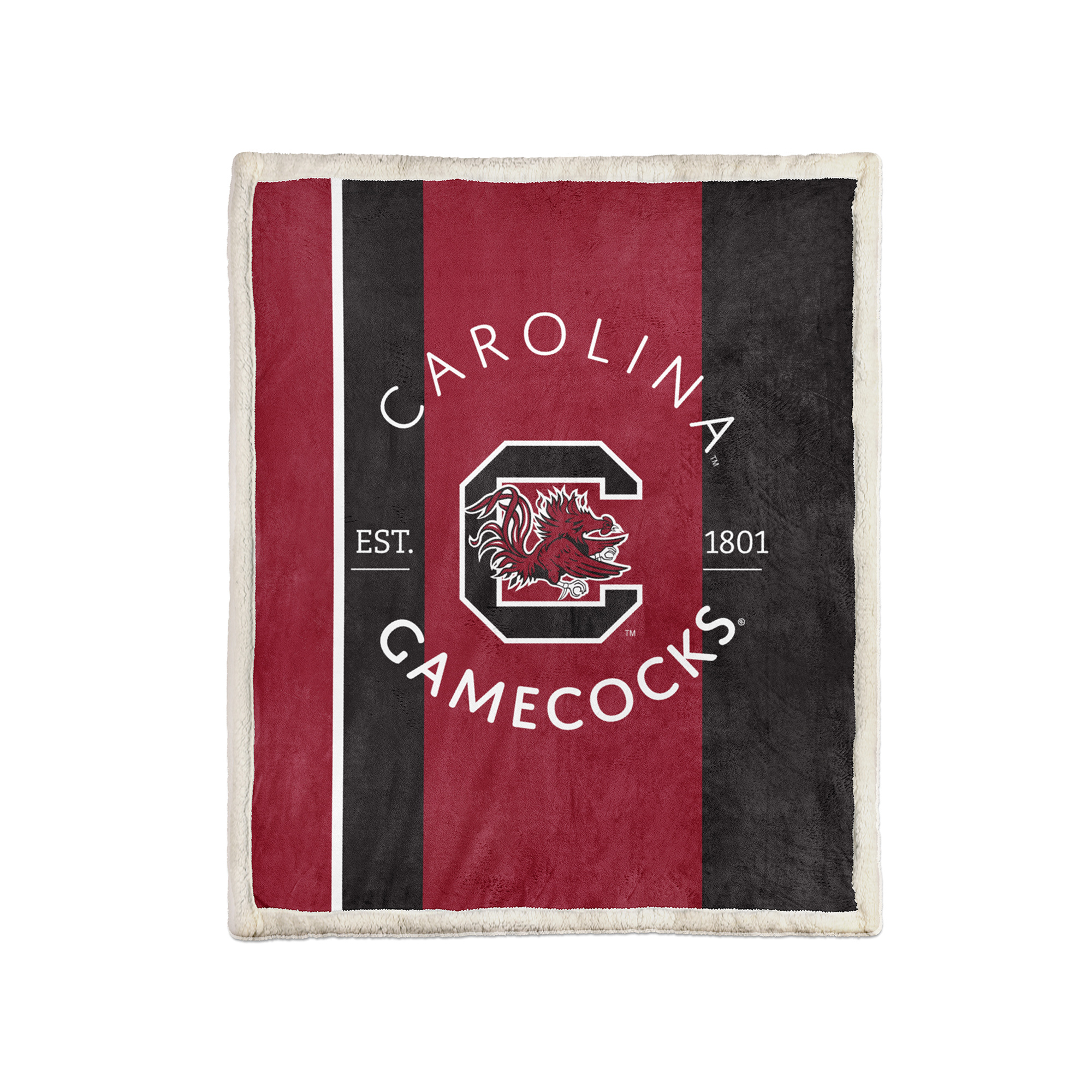 Pegasus South Carolina Gamecocks Block Stripe 50" x 60" Ultra Cozy Sherpa Blanket