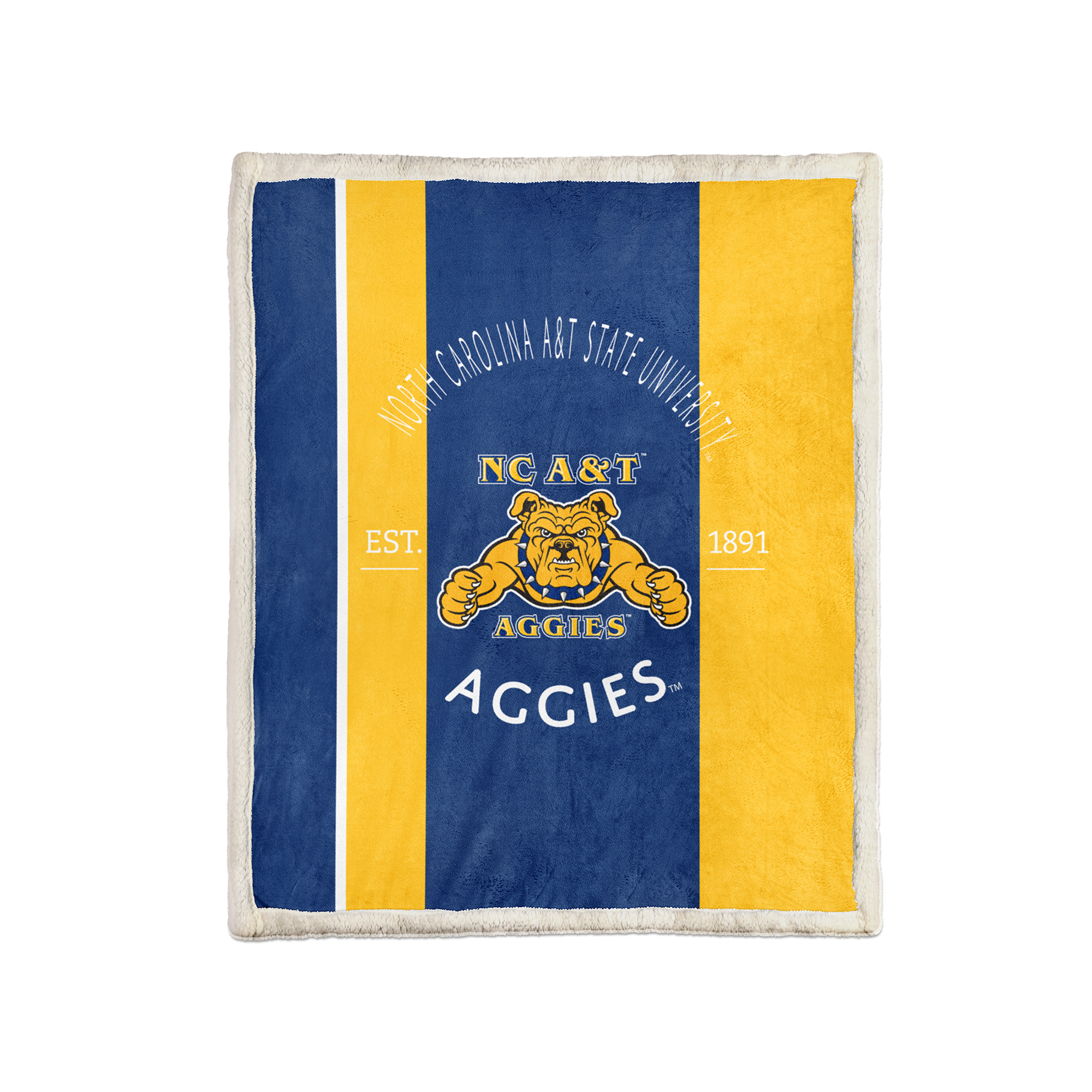 Pegasus North Carolina A&T Aggies Block Stripe 50" x 60" Ultra Cozy Sherpa Blanket