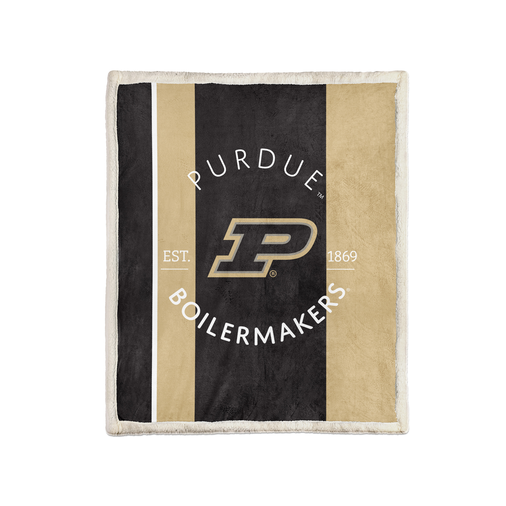 Pegasus Purdue Boilermakers Block Stripe 50" x 60" Ultra Cozy Sherpa Blanket