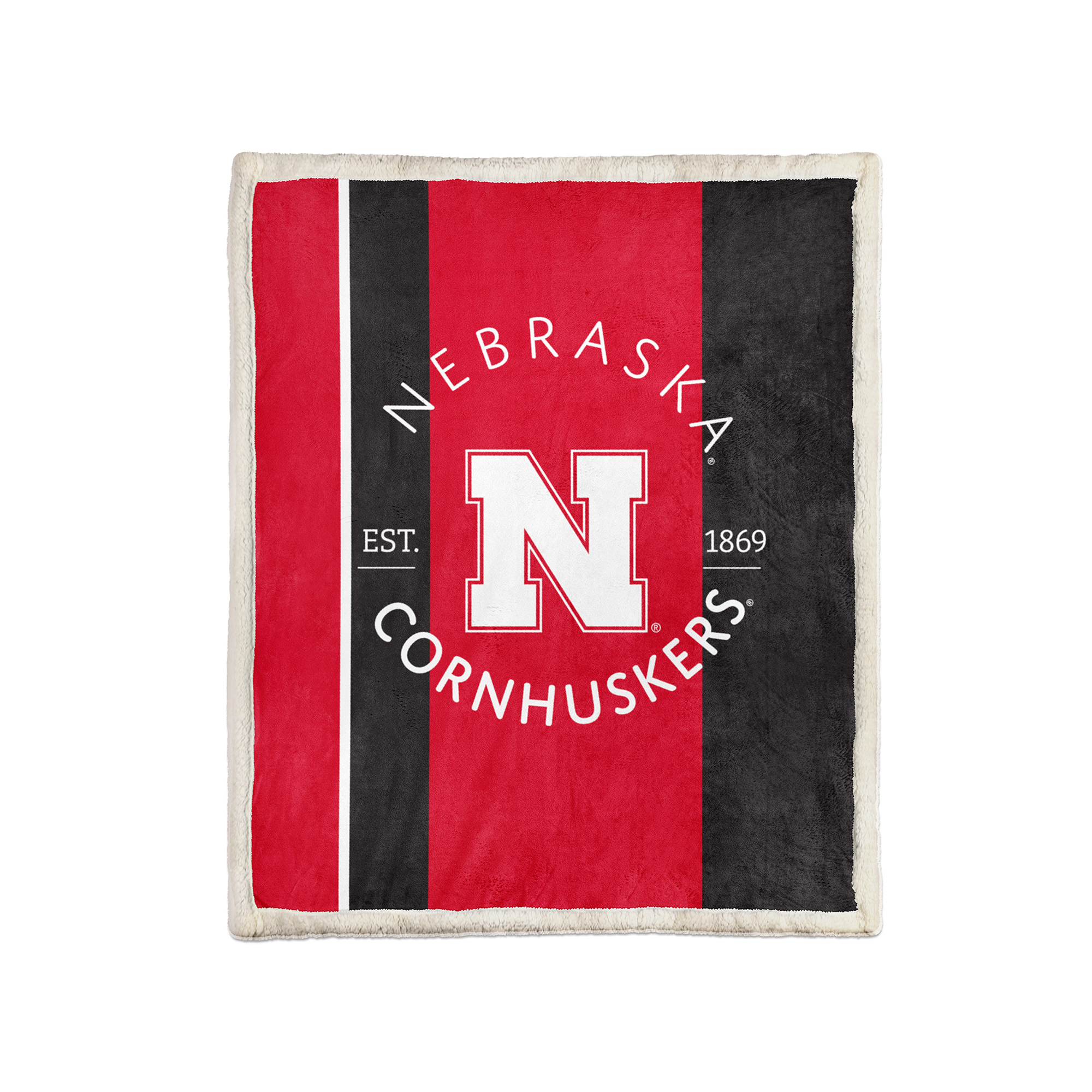 Pegasus Nebraska Huskers Block Stripe 50" x 60" Ultra Cozy Sherpa Blanket