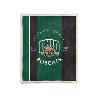 Pegasus Ohio Bobcats Block Stripe 50" x 60" Ultra Cozy Sherpa Blanket