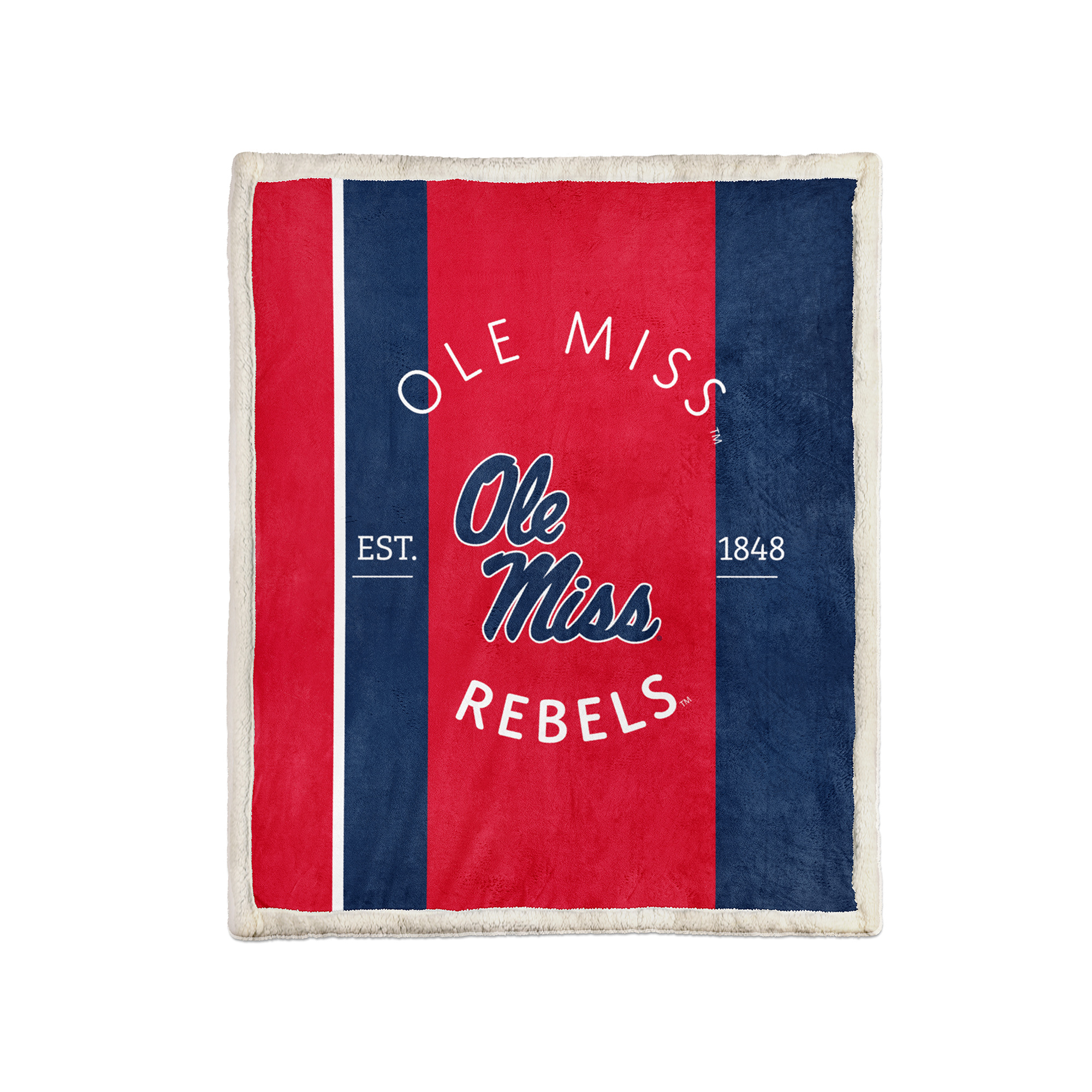 Pegasus Ole Miss Rebels Block Stripe 50" x 60" Ultra Cozy Sherpa Blanket