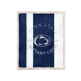 "Pegasus Penn State Nittany Lions Block Stripe 50"" x 60"" Ultra Cozy Sherpa Blanket"