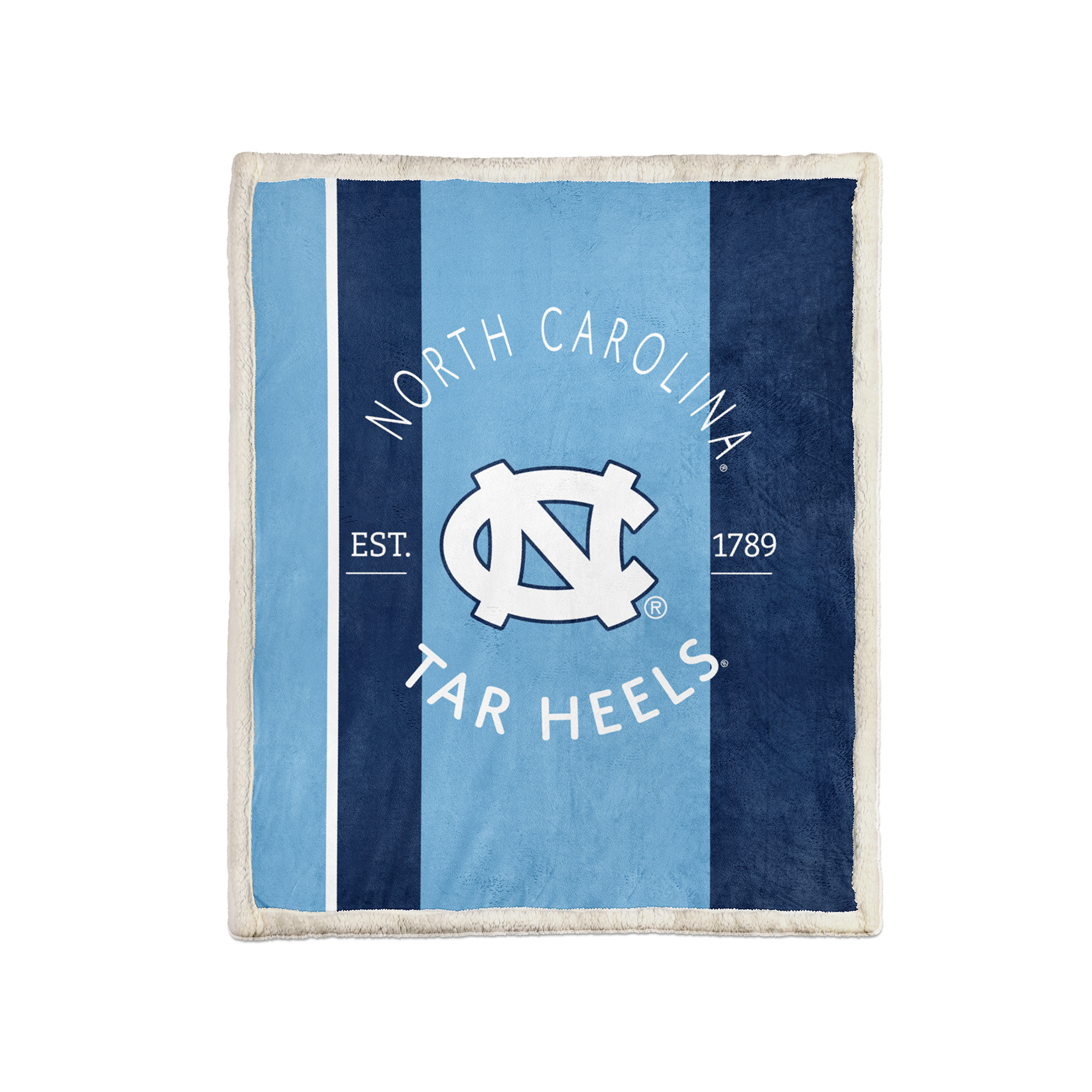 Pegasus North Carolina Tar Heels Block Stripe 50" x 60" Ultra Cozy Sherpa Blanket