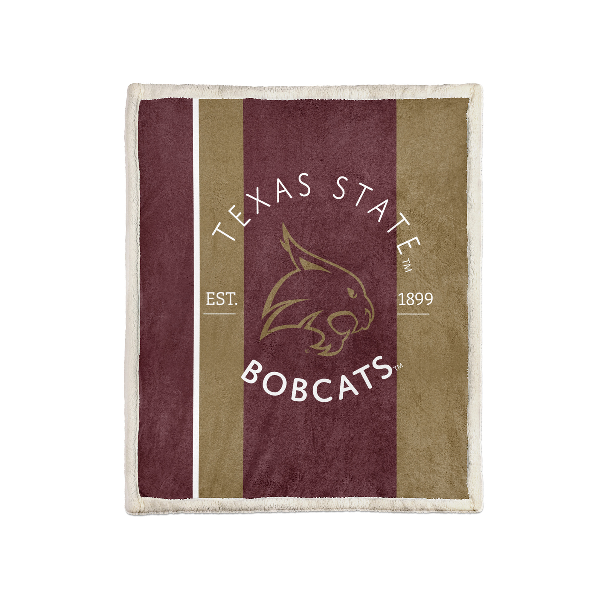 Pegasus Texas State Bobcats Block Stripe 50" x 60" Ultra Cozy Sherpa Blanket