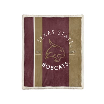 Pegasus Texas State Bobcats Block Stripe 50" x 60" Ultra Cozy Sherpa Blanket