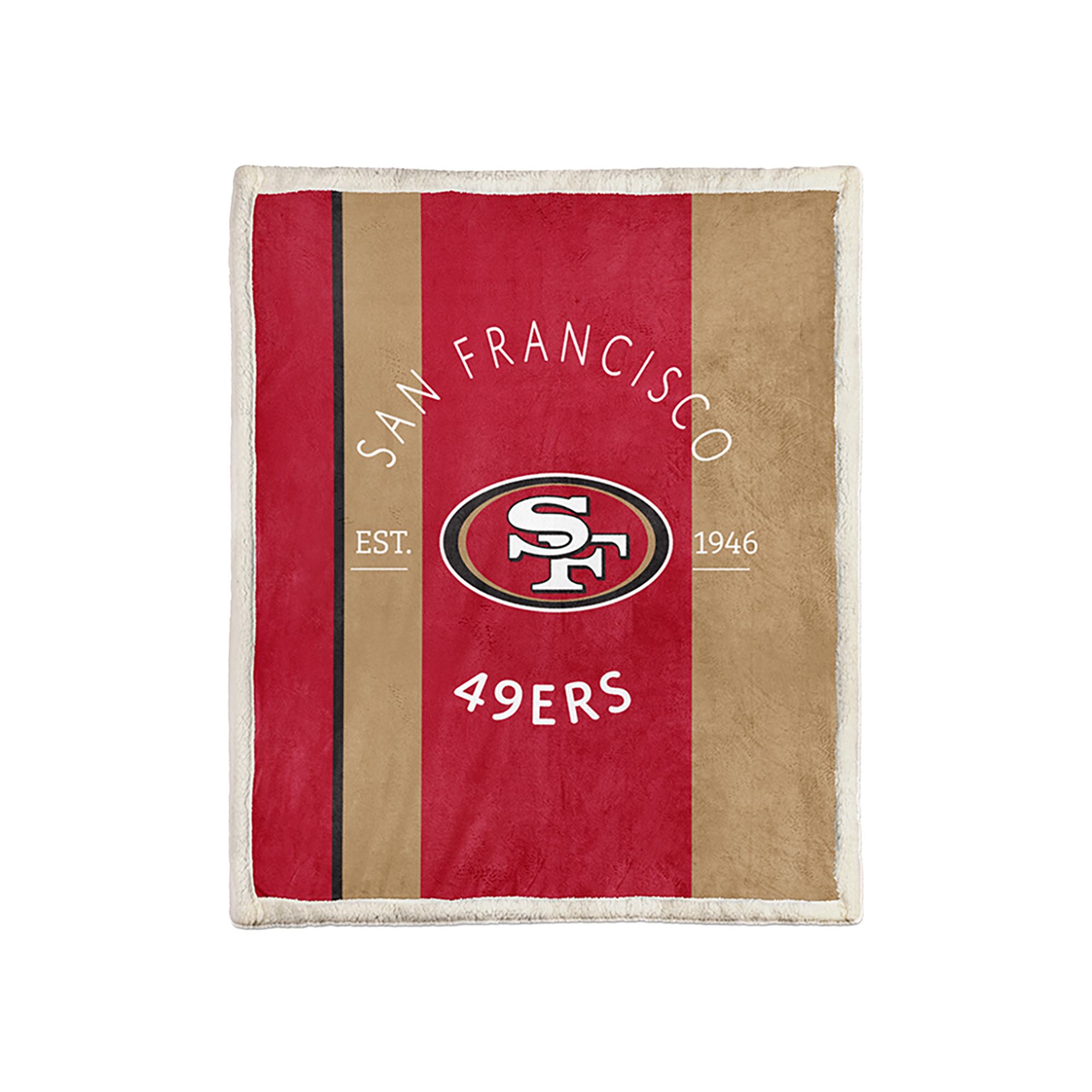 Pegasus San Francisco 49ers Block Stripe 50" x 60" Ultra Cozy Sherpa Blanket