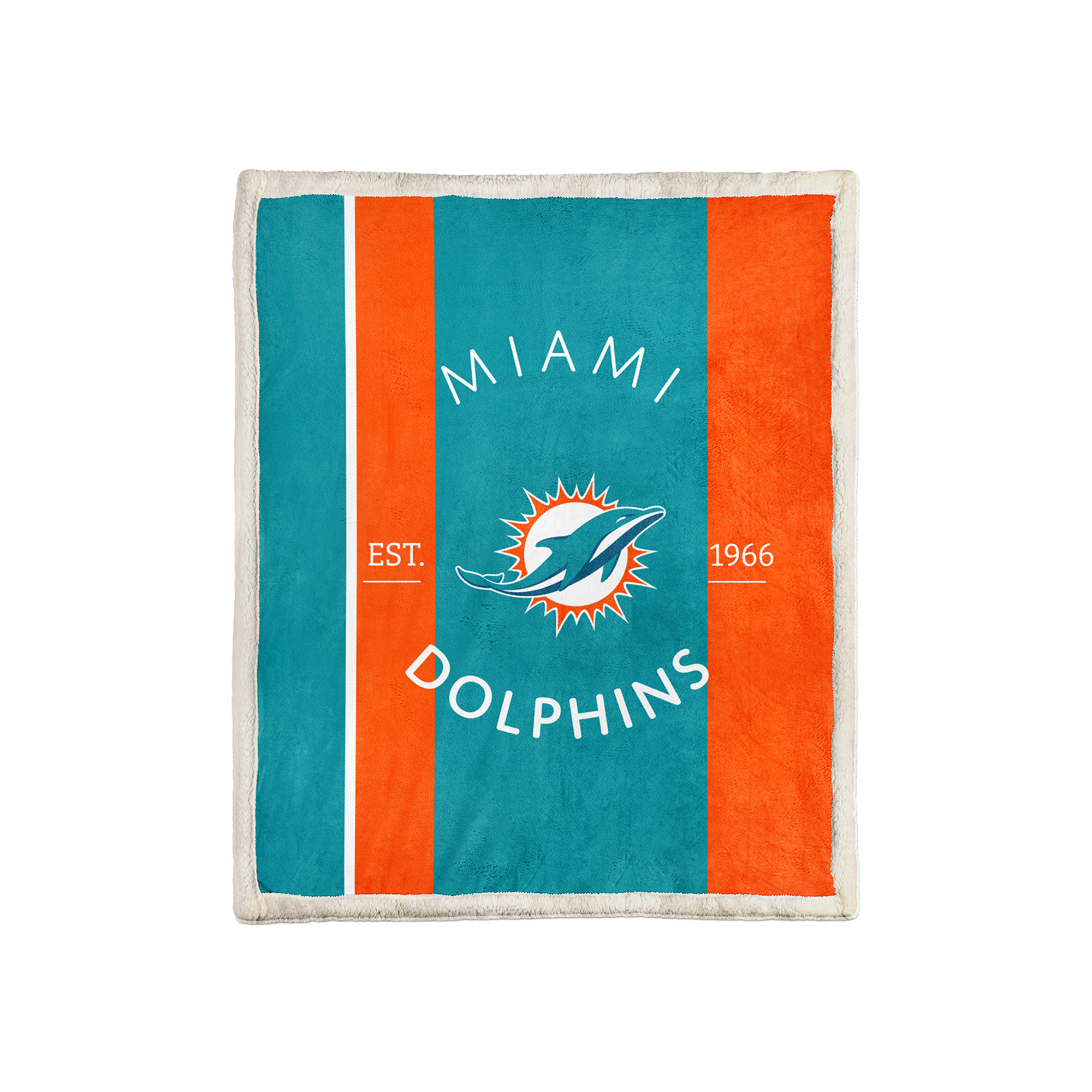 Pegasus Miami Dolphins Block Stripe 50" x 60" Ultra Cozy Sherpa Blanket