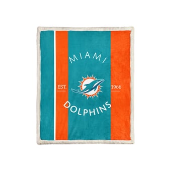 Pegasus Miami Dolphins Block Stripe 50" x 60" Ultra Cozy Sherpa Blanket