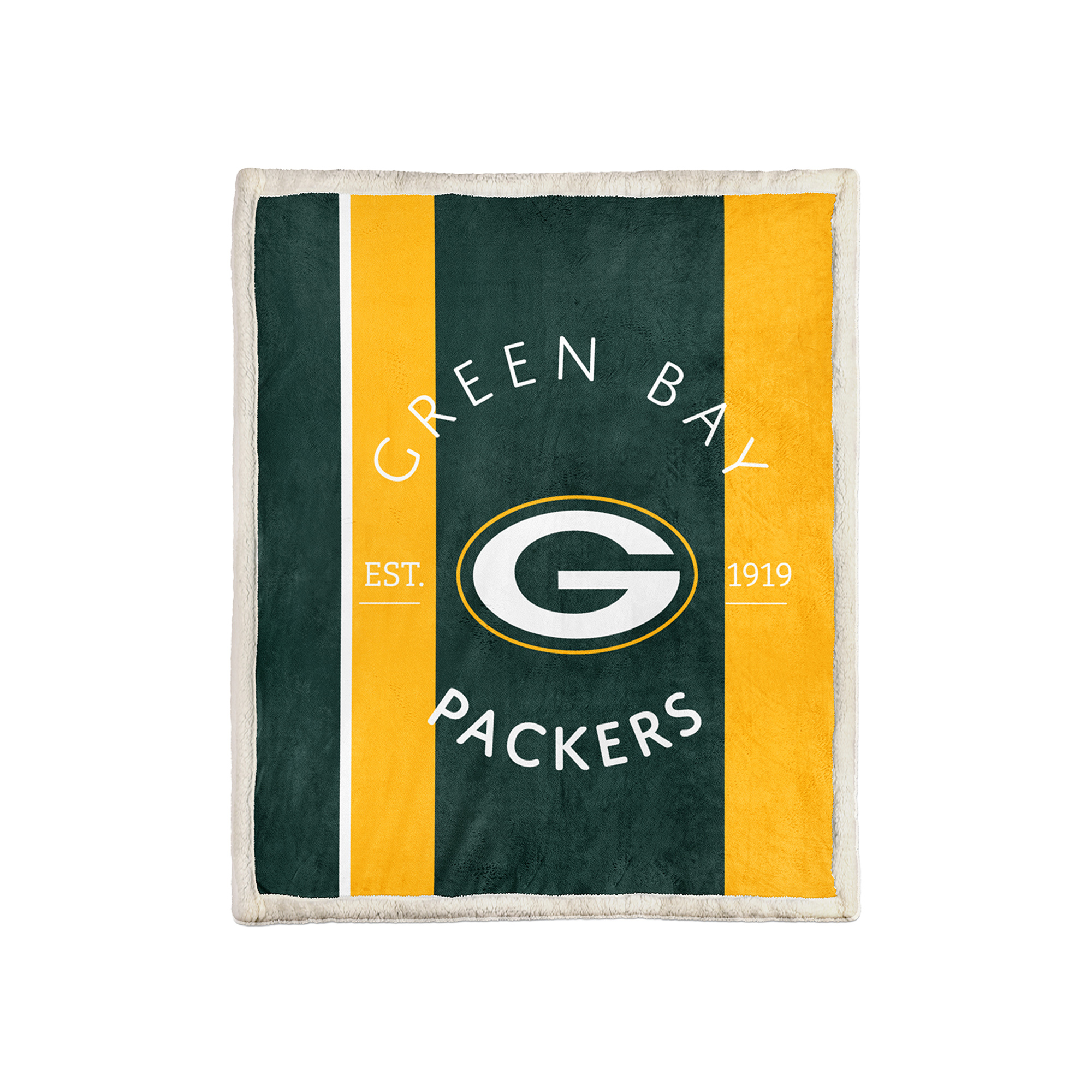 Pegasus Green Bay Packers Block Stripe 50" x 60" Ultra Cozy Sherpa Blanket