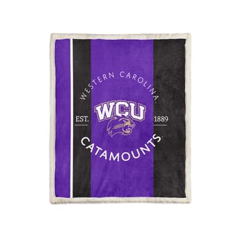Pegasus Western Carolina Catamounts Block Stripe 50" x 60" Ultra Cozy Sherpa Blanket