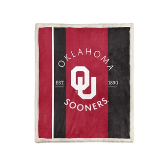 Pegasus Oklahoma Sooners Block Stripe 50" x 60" Ultra Cozy Sherpa Blanket