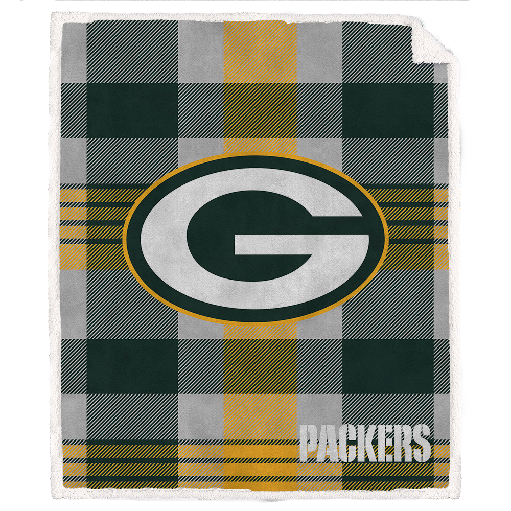 Pegasus Green Bay Packers Bold Plaid Steel 50" x 60" Ultra Cozy Sherpa Blanket