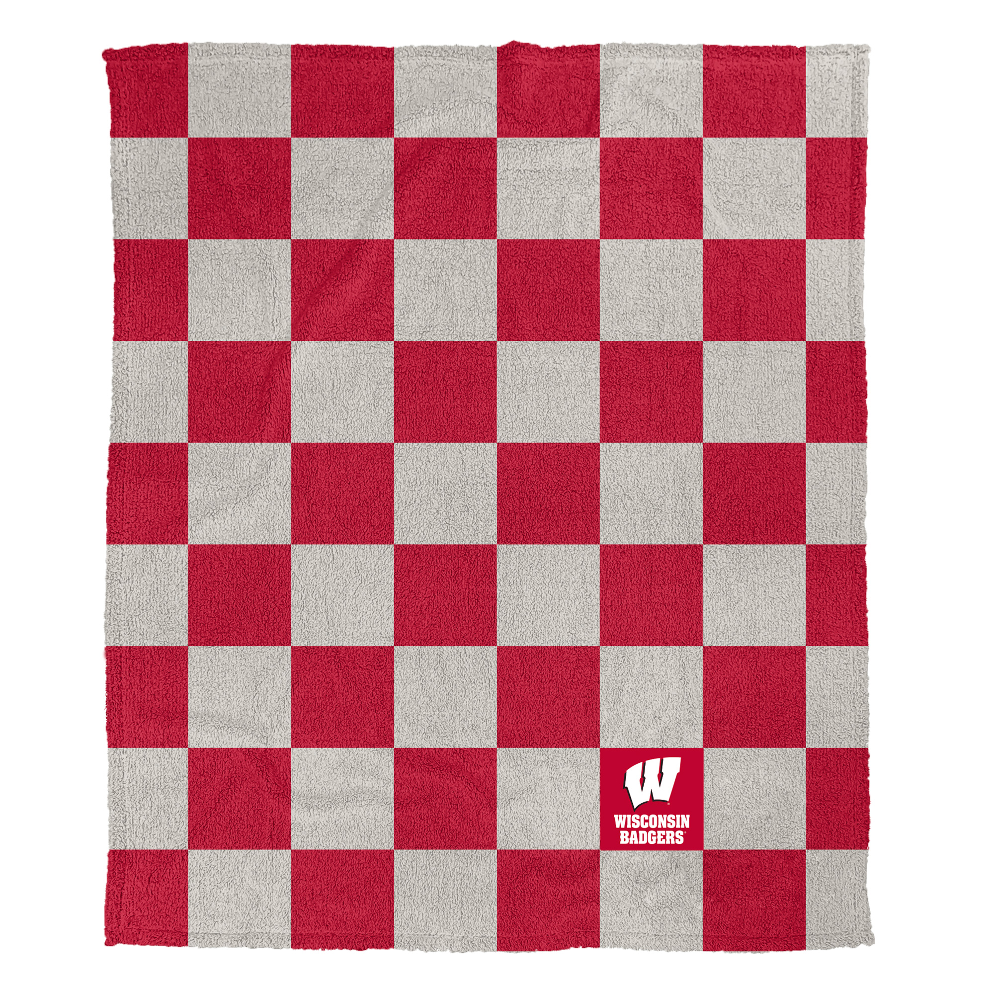 Pegasus Wisconsin Badgers Checkered Logo Patch 50" x 60" Cozy Knit Blanket