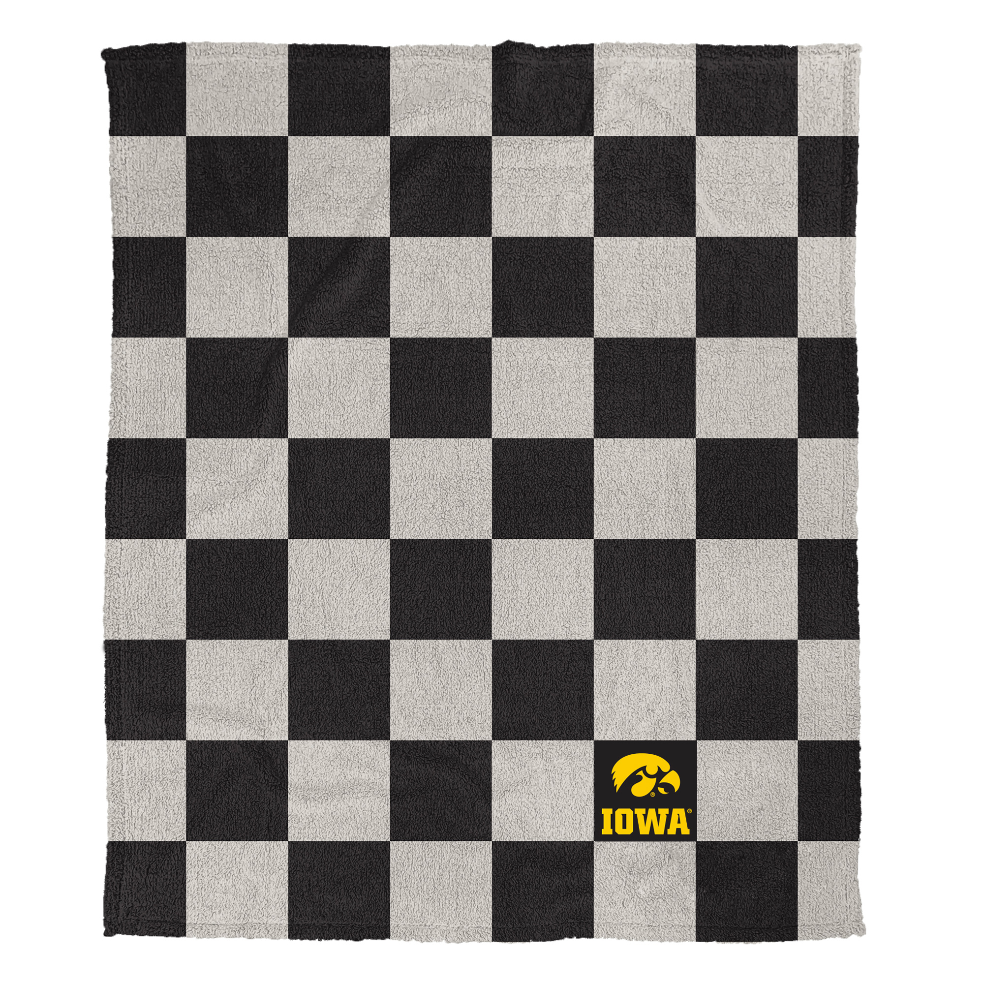 Pegasus Iowa Hawkeyes Checkered Logo Patch 50" x 60" Cozy Knit Blanket