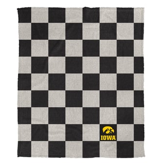 Pegasus Iowa Hawkeyes Checkered Logo Patch 50" x 60" Cozy Knit Blanket