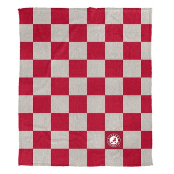 "Pegasus Alabama Crimson Tide Checkered Logo Patch 50"" x 60"" Cozy Knit Blanket"