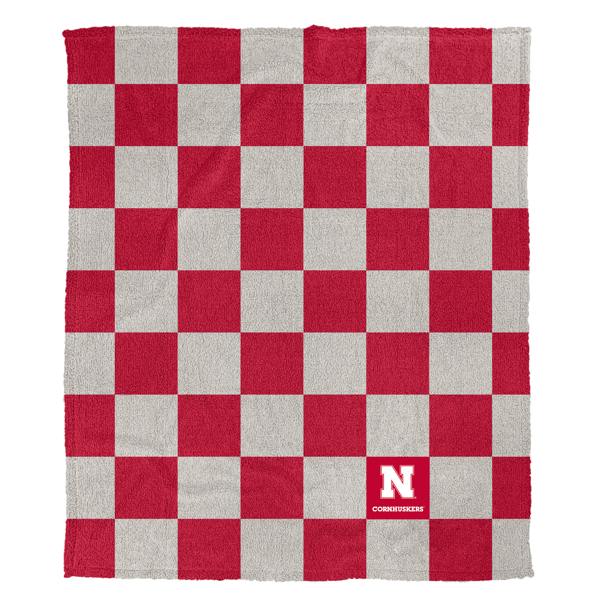 Pegasus Nebraska Huskers Checkered Logo Patch 50" x 60" Cozy Knit Blanket