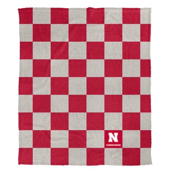 Pegasus Nebraska Huskers Checkered Logo Patch 50" x 60" Cozy Knit Blanket