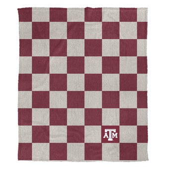 "Pegasus Texas A&M Aggies Checkered Logo Patch 50"" x 60"" Cozy Knit Blanket"