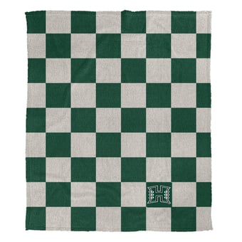 Pegasus Hawaii Rainbow Warriors Checkered Logo Patch 50" x 60" Cozy Knit Blanket