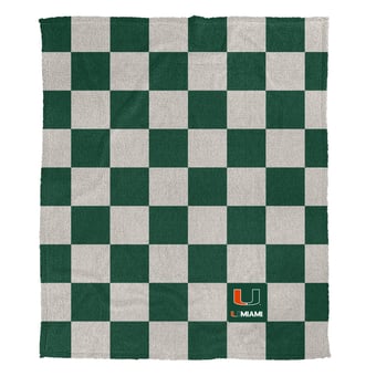 Pegasus Miami Hurricanes Checkered Logo Patch 50" x 60" Cozy Knit Blanket