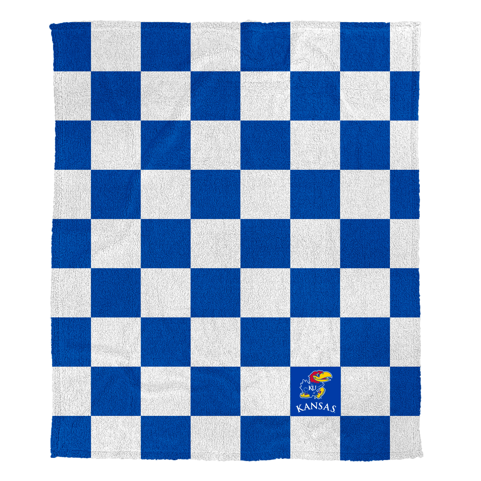 Pegasus Kansas Jayhawks Checkered Logo Patch 50" x 60" Cozy Knit Blanket