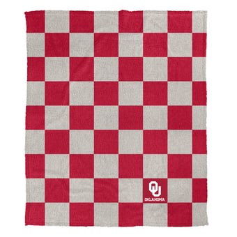 "Pegasus Oklahoma Sooners Checkered Logo Patch 50"" x 60"" Cozy Knit Blanket"