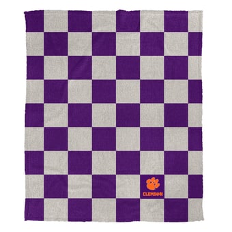 "Pegasus Clemson Tigers Checkered Logo Patch 50"" x 60"" Cozy Knit Blanket"