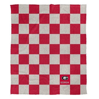 "Pegasus Georgia Bulldogs Checkered Logo Patch 50"" x 60"" Cozy Knit Blanket"