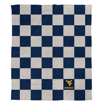 Pegasus West Virginia Mountaineers Checkered Logo Patch 60" x 80" Cozy Knit Blanket