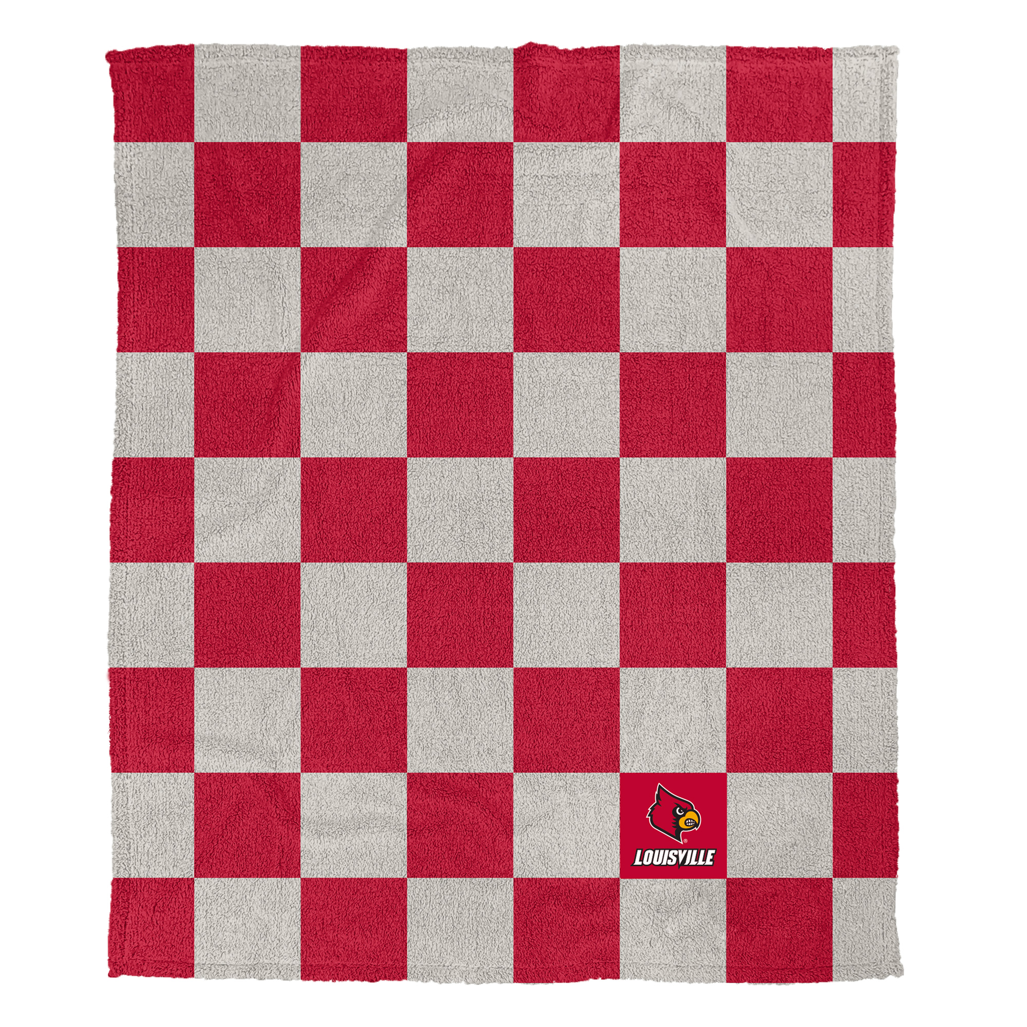 Pegasus Louisville Cardinals Checkered Logo Patch 60" x 80" Cozy Knit Blanket