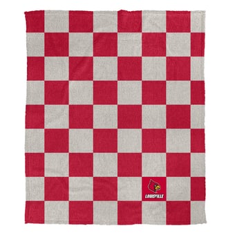 Pegasus Louisville Cardinals Checkered Logo Patch 60" x 80" Cozy Knit Blanket
